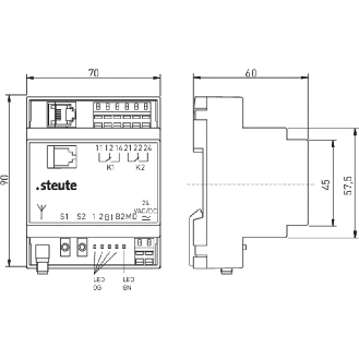 Récepteur 2 canaux, sWave 868,3 MHz RS232 24Vac/dc - 1226183 | RF Rx SW868 2W-RS232 24 VAC/DC-Lire la description