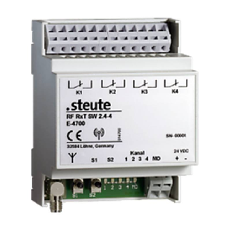 Récepteur 4 canaux fix. rail DIN, 4 inv., 24Vac/dc, pour SW 2,4GHz - 1187208 | RF RxT SW2.4 4W-VAL 24 VAC/DC-Lire la description