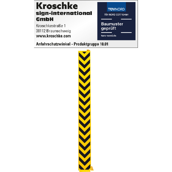 Anfahrschutzprofil L-Form, zum Aufdübeln, gelb/schwarz, Stahlblech, 160x1500x6mm, DGUV-Beschreibung lesen