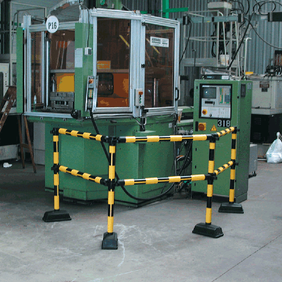 Starter-Set Express-Absperrung 3m, 1m-Modul/2m Erweiterung, 4Füße, gelb/schwarz, 11kg-Beschreibung lesen