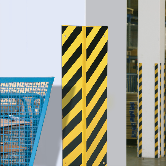 Eckschutz 90°, zum Aufdübeln, gelb pulverbeschichtet, verzinkt, Stahl, 200x1000mm, ASR A1.3-Beschreibung lesen