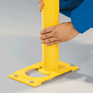 Schutzpfosten XL, herausnehmbar, gelb/schwarz, Stahl, pulverbeschichtet, Ø76mm, 1000mm-Beschreibung lesen
