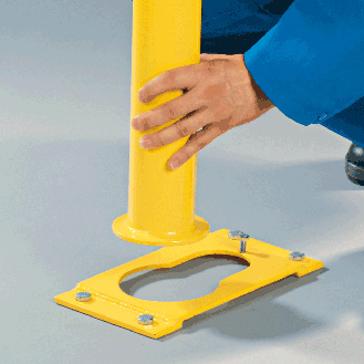 Schutzpfosten XL, herausnehmbar, gelb/schwarz, Stahl, pulverbeschichtet, Ø76mm, 1000mm-Beschreibung lesen