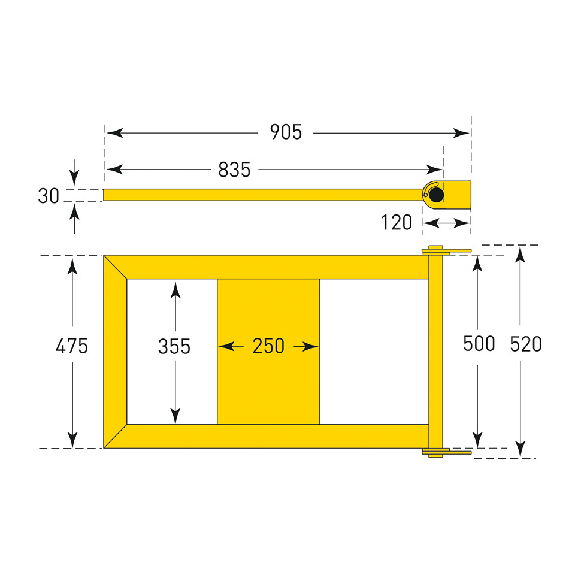 Rammschutz-Geländertür, ge, Stahl, kunststoffbesch., 835x475mm, m.Beschlag 905x520mm Rammschutz-Geländertür, ge, Stahl, kunststoffbesch., 835x475mm, m.Beschlag 905x520mm-Beschreibung lesen