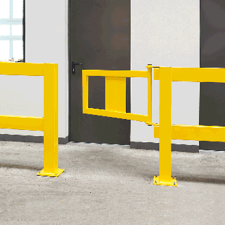Rammschutz-Geländertür, ge, Stahl, kunststoffbesch., 835x475mm, m.Beschlag 905x520mm-Beschreibung lesen