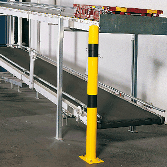 Schutzpfosten XL, z.dübeln, gelb/schwarz, Stahl, pulverbeschichtet, Ø 76mm, 1000mm-Beschreibung lesen
