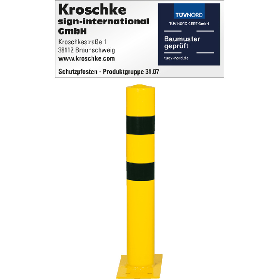 Schutzpfosten XXL, z.dübeln, gelb/schwarz, Stahl, pulverbeschichtet, Ø 159mm, 1300mm Schutzpfosten XXL, z.dübeln, gelb/schwarz, Stahl, pulverbeschichtet, Ø 159mm, 1300mm-Beschreibung lesen
