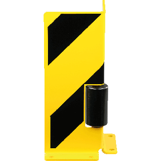 Eckanfahrschutz L-Form mit Leitrolle, DGUV Regel 108-007, gelb/schwarz, Stahl, 400mm, ASR A1.3-Beschreibung lesen