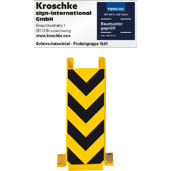 Anfahrschutzprofil U-Form, zum Aufdübeln, gelb/schwarz, Stahlblech, 160x400x160mm, DGUV-Beschreibung lesen