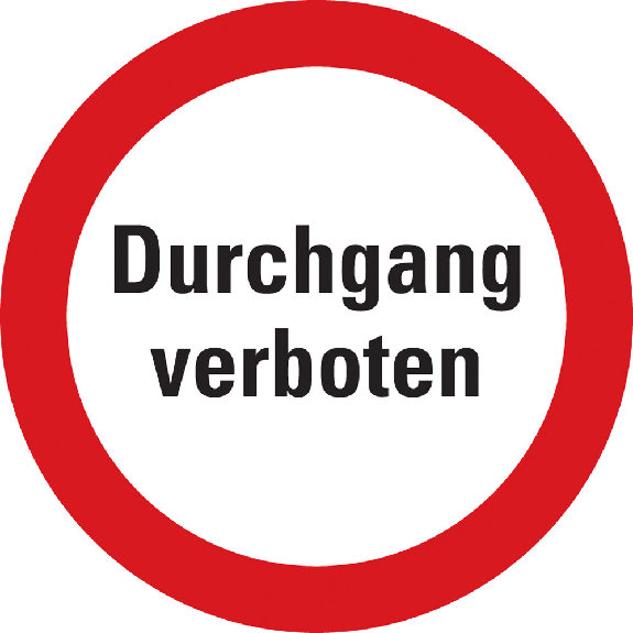 Verbotsschild Durchgang verboten, praxisbewährt, Aluminium, Ø 200mm Verbotsschild Durchgang verboten, praxisbewährt, Aluminium, Ø 200mm-Beschreibung lesen
