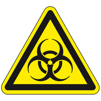 Warnschild Warnung vor Biogefährdung, Folie, selbstklebend, SL 200mm, ASR A1.3, DIN EN ISO 7010 W009-Beschreibung lesen