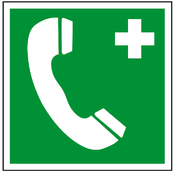 Rettungszeichen Notruftelefon, praxisbewährt, Kunststoff, 200x200mm, BGV A8-Beschreibung lesen