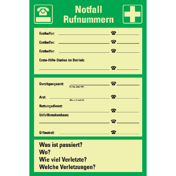 PERMALIGHT power langnachleuchtend Aushang Notfall Rufnummern, Kunststoff, 200x300mm PERMALIGHT power langnachleuchtend Aushang Notfall Rufnummern, Kunststoff, 200x300mm-Beschreibung lesen