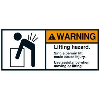 ANSI-Aufkleber WARNING Lifting hazard,UL anerk.,Folie,35x80mm,2/Bogen-Beschreibung lesen