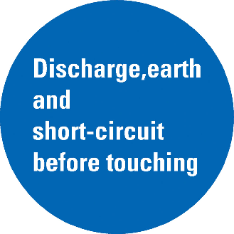 Gebotsschild Discharge, earth and short-circuit..., praxisb., Folie, Ø 100mm-Beschreibung lesen