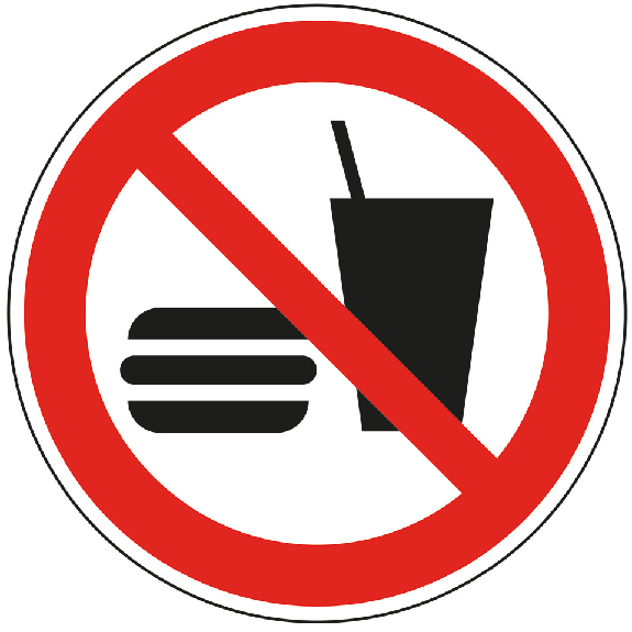 Verbotsschild Essen und Trinken verboten, Kunststoff, Ø 200mm, ASR A1.3, DIN EN ISO 7010 P022-Beschreibung lesen