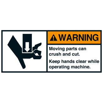 ANSI-Aufkleber WARNING Moving parts,UL anerk.,Folie,45x100mm,2/Bogen-Beschreibung lesen