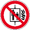 Verbotsschild Aufzug im Brandfall nicht benutzen, Folie, Ø 100 mm, ASR A1.3, DIN EN ISO 7010 P020 Verbotsschild Aufzug im Brandfall nicht benutzen, Folie, Ø 100 mm, ASR A1.3, DIN EN ISO 7010 P020