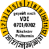 Prüfpl.gepr.n.VDE 0701/0702,NP,26-31,weiß/gelb,Folie,selbstkl.,Ø 30mm,10/Bogen Prüfpl.gepr.n.VDE 0701/0702,NP,26-31,weiß/gelb,Folie,selbstkl.,Ø 30mm,10/Bogen