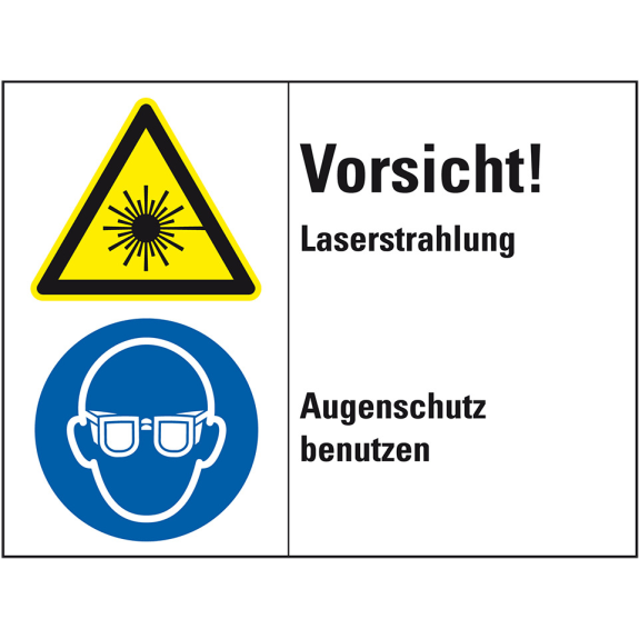 Kombischild Vorsicht! Laserstrahlung - Augen..., Folie, 200x150mm, ISO 3864-2 Kombischild Vorsicht! Laserstrahlung - Augen..., Folie, 200x150mm, ISO 3864-2-Beschreibung lesen