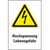 Warn-Kombischild Hochspannung Lebensgefahr, praxisbewährt, Symb. Kunststoff, 200x300mm, ASR A1.3, DIN EN ISO 7010 W012