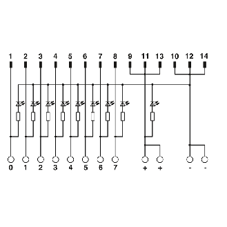 Module d'interconnexion, IDC/FLK  mâle / Push-In et voyant, 8 canaux - VIP-2/PT/FLK14/LED/PLC-Lire la description