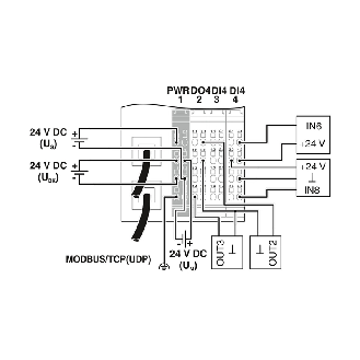 Coupleur de bus Modbus/TCP (UDP) 8E 24VDC, 4S 24VDC, 500mA - IL ETH BK DI8 DO4 2TX-XC-PAC-Lire la description