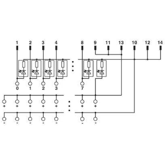 Module pour capteur, raccordement de 8 capteurs PNP, avec LED - VIP-3/PT/FLK14/8IM/LED/PLC Module pour capteur, raccordement de 8 capteurs PNP, avec LED - VIP-3/PT/FLK14/8IM/LED/PLC-Lire la description