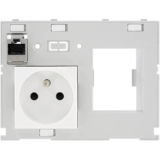 Module double MSDD 1x Prise France + 1x RJ45 + 1x découpe FI - 4000-68000-4310001-Lire la description
