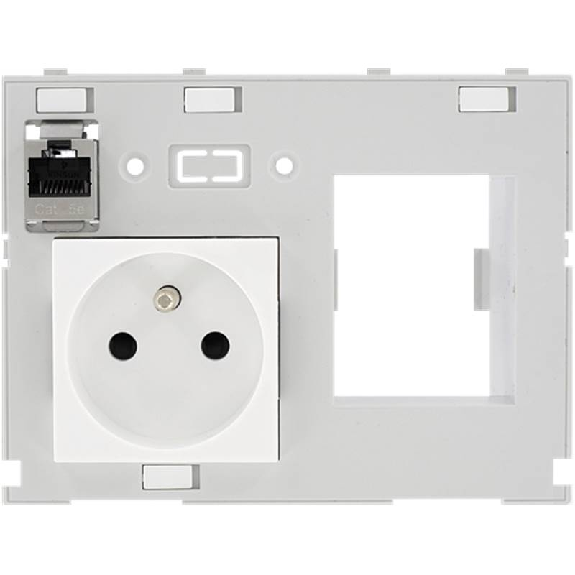 Module double MSDD 1x Prise France + 1x RJ45 + 1x découpe FI - 4000-68000-4310001-Lire la description