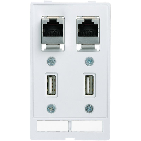 Module simple MSDD 2x RJ45 + 2x USB-A 2.0 (femelle/femelle) - 4000-68000-0970000-Lire la description