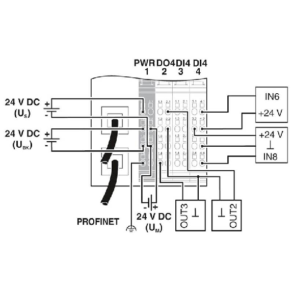 Tête de station PROFINET, 8 entrées, 24VDC, 4 sorties, 24VDC, 500mA - IL PN BK DI8 DO4 2TX-PAC-Lire la description