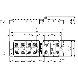 Répartiteur actif, PROFINET I/O, E: 12x PNP, S: 12x PNP, 8x IO-Link - BNI PNT-538-105-Z063 (BNI00AZ)-Lire la description