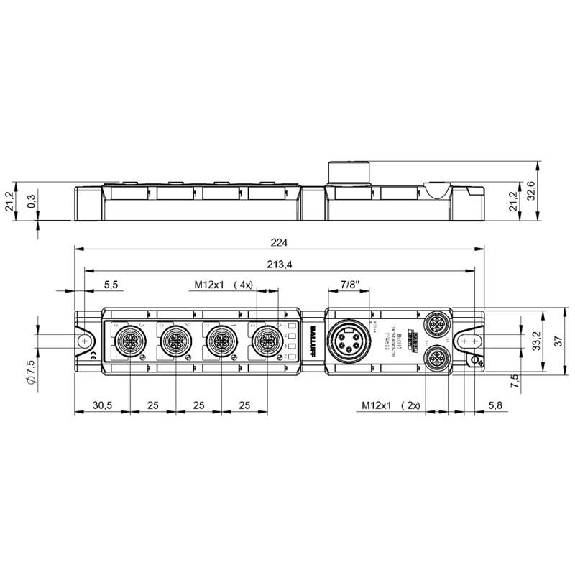 Répartiteur actif, PROFINET I/O, E: 4x PNP, 4x IO-Link - BNI PNT-527-005-Z040 (BNI00A9)-Lire la description