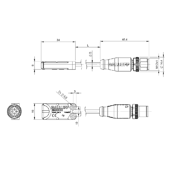 Module mémoire IO-Link, M12 4P+C0.3m - BNI IOL-910-002-K060 (BNI00AM)-Lire la description
