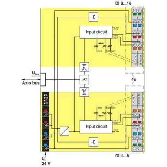 Module 16 entrées TOR 24 VDC, IP20, Axioline F - AXL F DI16/4 2F Module 16 entrées TOR 24 VDC, IP20, Axioline F - AXL F DI16/4 2F-Lire la description