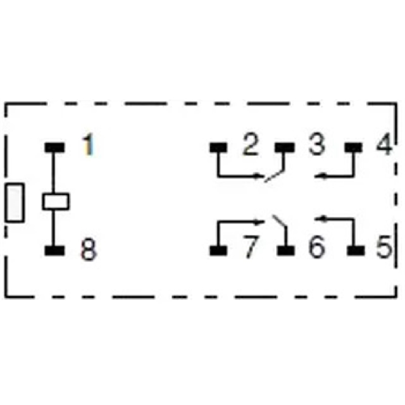Relais C.I. 8-pin, DPDT 5A, Ag, Vertical, 12VDC - G2R-2 12VDC-Lire la description