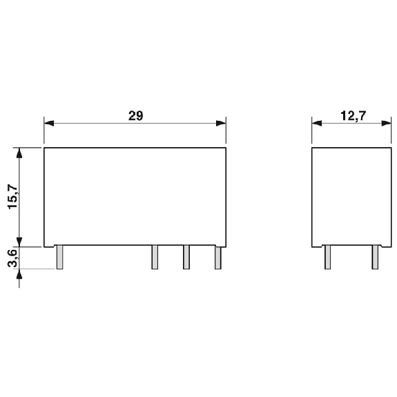 Relais de puissance miniature DPDT 6A, AgSnO+Au, 24DC - REL-MR- 24DC/21-21AU-Lire la description