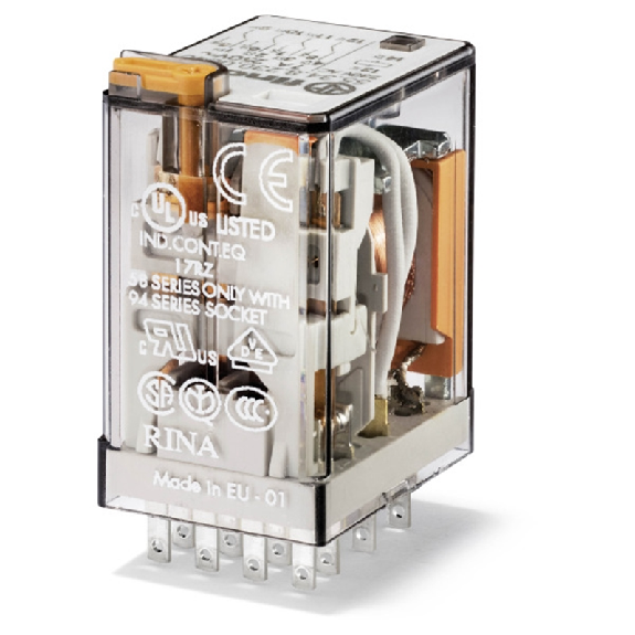 Relais 14 broches 4PDT 7A-250VAC, Indic., BT, Led (x2), 24VDC - 553490240074 (55.34.9.024.0074) Relais 14 broches 4PDT 7A-250VAC, Indic., BT, Led (x2), 24VDC - 553490240074 (55.34.9.024.0074)-Lire la description