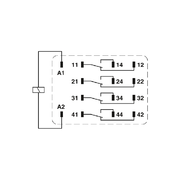 Relais 14 broches, 4PDT, 6A, Ind. méca., Led, BT, 120AC - REL-IR4/L-120AC/4X21-Lire la description