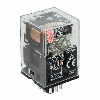 Relais 3PDT 10A-250VAC, Led, Bob. inv., 24DC - MKS3PN1 DC24-Lire la description