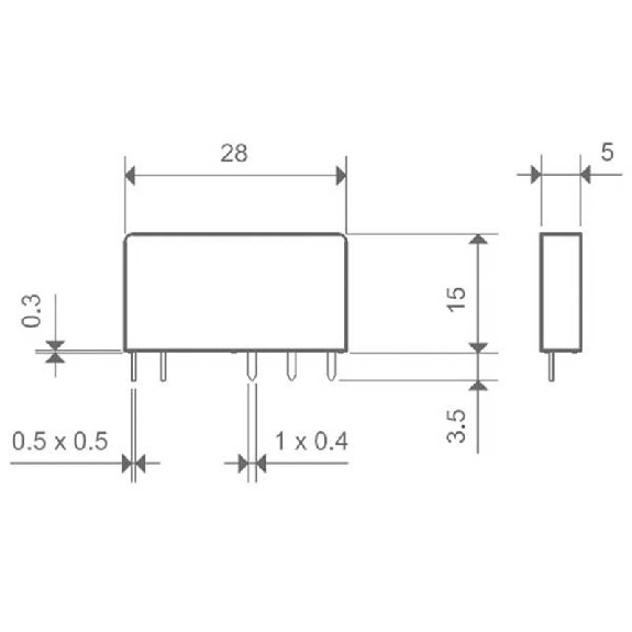 Relais circuit imprimé 1RT 6A 24V DC sensible, faible épaisseur, AgNI - 345170240010 (34.51.7.024.0010)-Lire la description