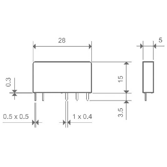 Relais circuit imprimé 1RT 6A 24V DC sensible, faible épaisseur, AgNI - 345170240010 (34.51.7.024.0010)-Lire la description