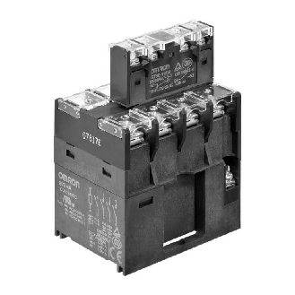 Relais de puissance, compact, rail din, 40 A/pôle, 3 NO/1 NF +aux - G7Z-3A1B-11Z-R 24VDC-Lire la description