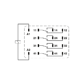 Relais 14 broches, 4PDT, 6A, Ind. méca., Led, Diode, BT, 12DC - REL-IR4/LDP- 12DC/4X21-Lire la description
