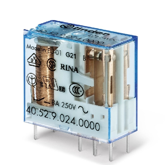 Relais circuit imprime 2RT 8A 24V DC sensible, AgNi - 405270240000 (40.52.7.024.0000)-Lire la description
