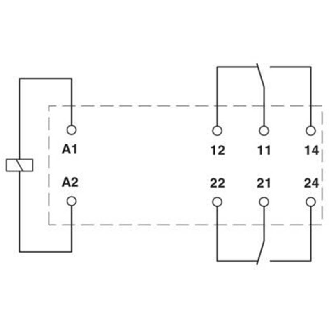 Relais de puissance miniature DPDT 8A, AgNi, BT, IM, LED+DIODE, 24DC  - REL-MR- 24DC/21-21/MS-Lire la description
