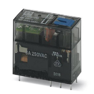 Relais de puissance miniature DPDT 8A, AgNi, BT, IM, LED+DIODE, 24DC  - REL-MR- 24DC/21-21/MS-Lire la description