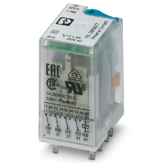 Relais 14 broches, 4PDT, 6A, Ind. méca., Led, Diode, BT, 24DC - REL-IR4/LDP- 24DC/4X21-Lire la description