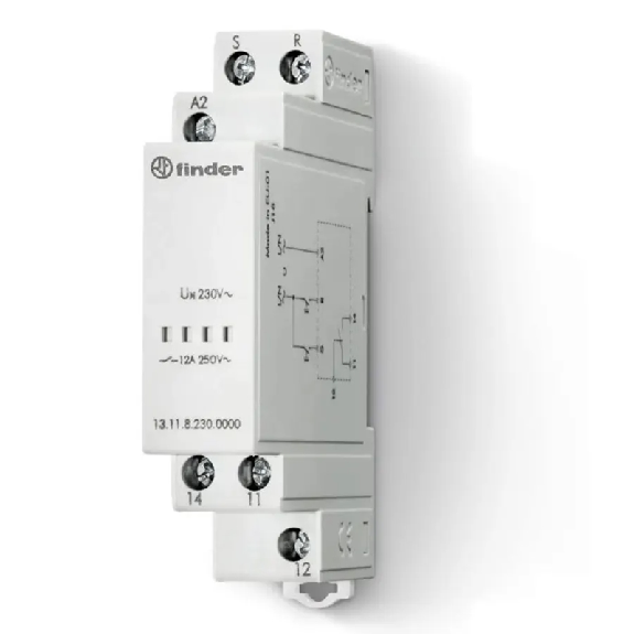 Relais bistable modulaire 1 inverseur 12A 230VAC, set et reset - 131182300000 (13.11.8.230.0000)-Lire la description